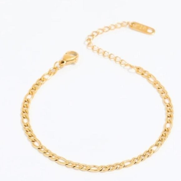 POPULAR Figaro Chain Cuban Chain Bracelet Waterproof Gold Bracelet Non-tarnish - Picture 3 of 9